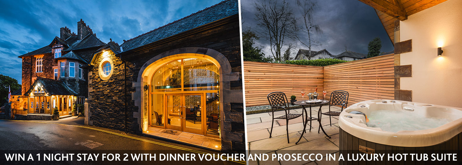 Win a 1 night stay for 2 with dinner voucher and prosecco in a luxury hot tub suite