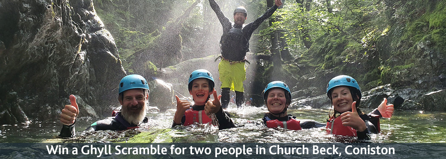 Win a voucher for a Ghyll Scramble for two people in Church Beck, Coniston.